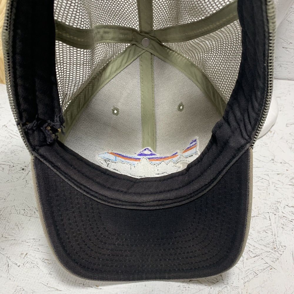 Vintage Patagonia Fish Shark Hat Khaki Fishing Trail Hike Outdoor Mesh Cap - Picture 7 of 10